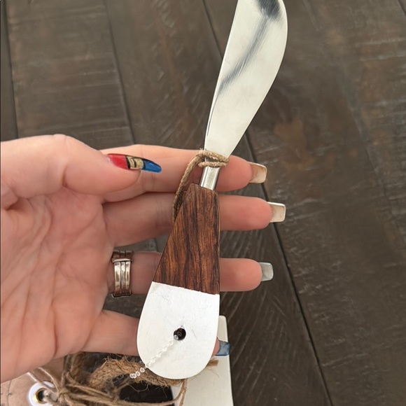 Mud Pie White and Wood Serving Board with Tag - Picture 3 of 6